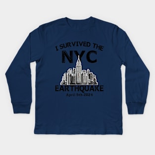 I survived the NYC Earthquake - April 5th, 2024 Kids Long Sleeve T-Shirt